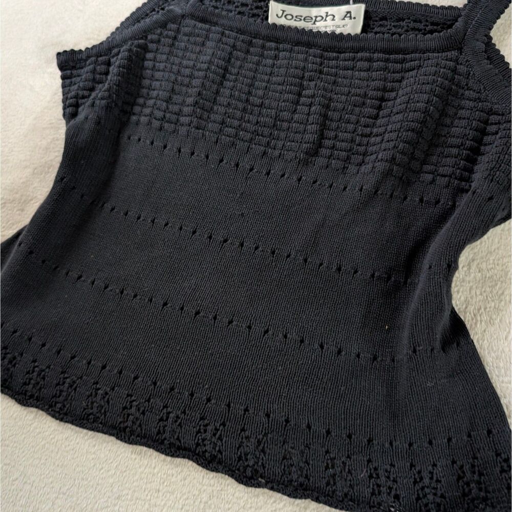 Vintage Silk Knit Camisole Tank Top Women's Medium Black - Picture 4 of 9